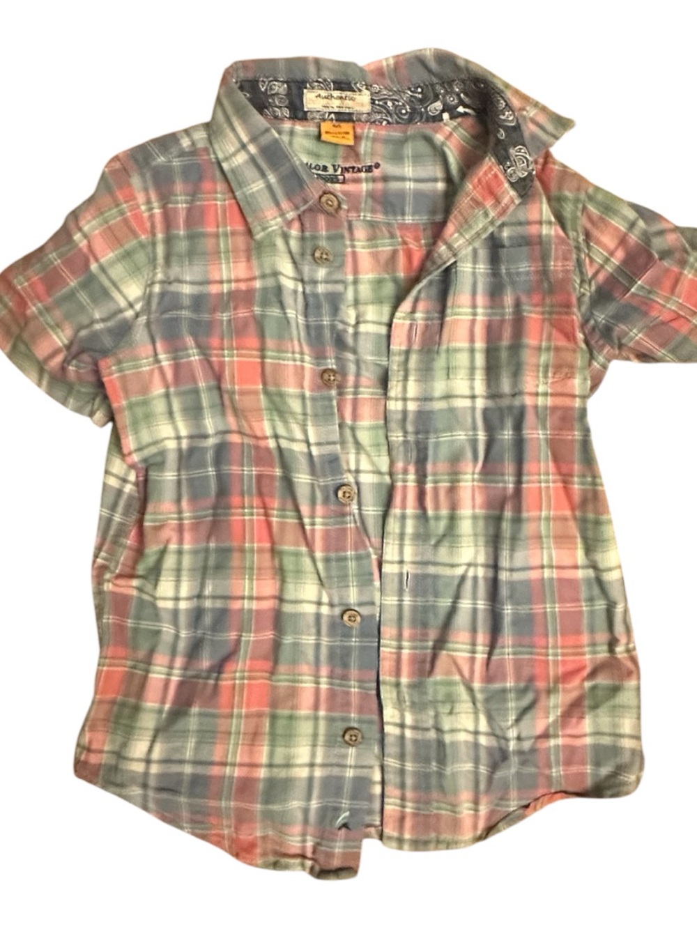 Tailor Vintage Boys’ Madras Plaid Shirt, Size 4/5, Authentic Indian Madras